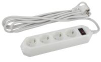 Сетевой фильтр ЭРА  USF-M-4es-1.5m-W с защитой (термо) с заземлением с выключателем 4 розетки 1,5м 10А белый