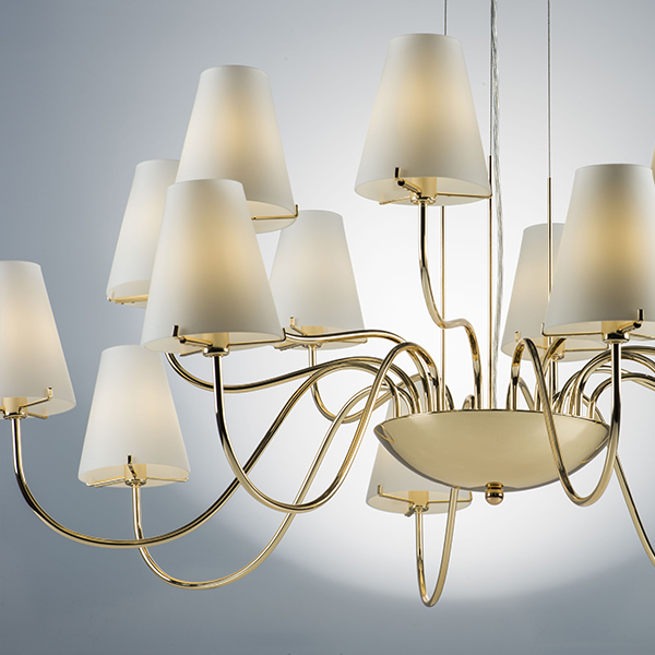 758162 Люстра подв. DIAFANO 16х40W G9 ЗОЛОТО/БЕЛЫЙ