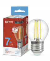 Лампа сд LED-ШАР-deco 7Вт 230В Е27 6500К 810Лм прозрачная IN HOME