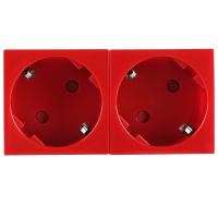 Розетка 2х2К+З нем.ст., 45 гр., с з/ш, крас. (90х45мм), серия (тип) DF6