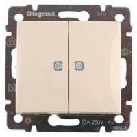 Legrand Valena Крем Переключатель 2-х клавишный с подсветкой