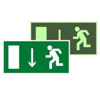Знак наклейка E10 "Указатель двери эвакуационного выхода (левосторонний)" (150x300) фотолюминесцентный ГОСТ 12.4.026-2015 EKF PROxima