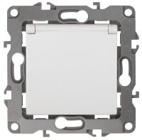 12-2103-01 ЭРА Розетка 2P+E Schuko со шторками с крышкой, 16A-250В, IP20, Эра12, белый (10/100/2800)