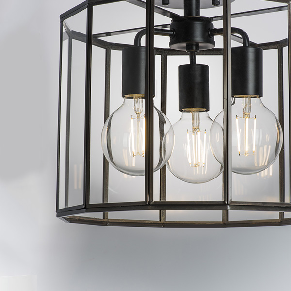 798237 Люстра GENNI 3х40W E27 ЧЕРНЫЙ МАТОВЫЙ/ПРОЗРАЧНЫЙ