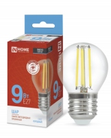 Лампа сд LED-ШАР-deco 9Вт 230В Е27 6500К 1040Лм прозрачная IN HOME