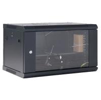 Настенный телекоммуникационный шкаф 19" 6U 550×400мм, дверь стекло, с задней стенкой, разборный, черный (RAL 9005) REXANT