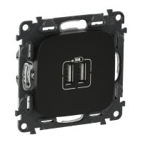 Legrand Valena ALLURE Антрацит Розетка 2-ая USB 240В/5В 1500мА (с лицевой панелью)