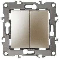 12-1106-04 ЭРА Переключатель двойной, 10АХ-250В, IP20, Эра12, шампань (10/100/2500)