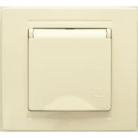 MD2912117 Розетка 1х с крышкой и заземлением крем