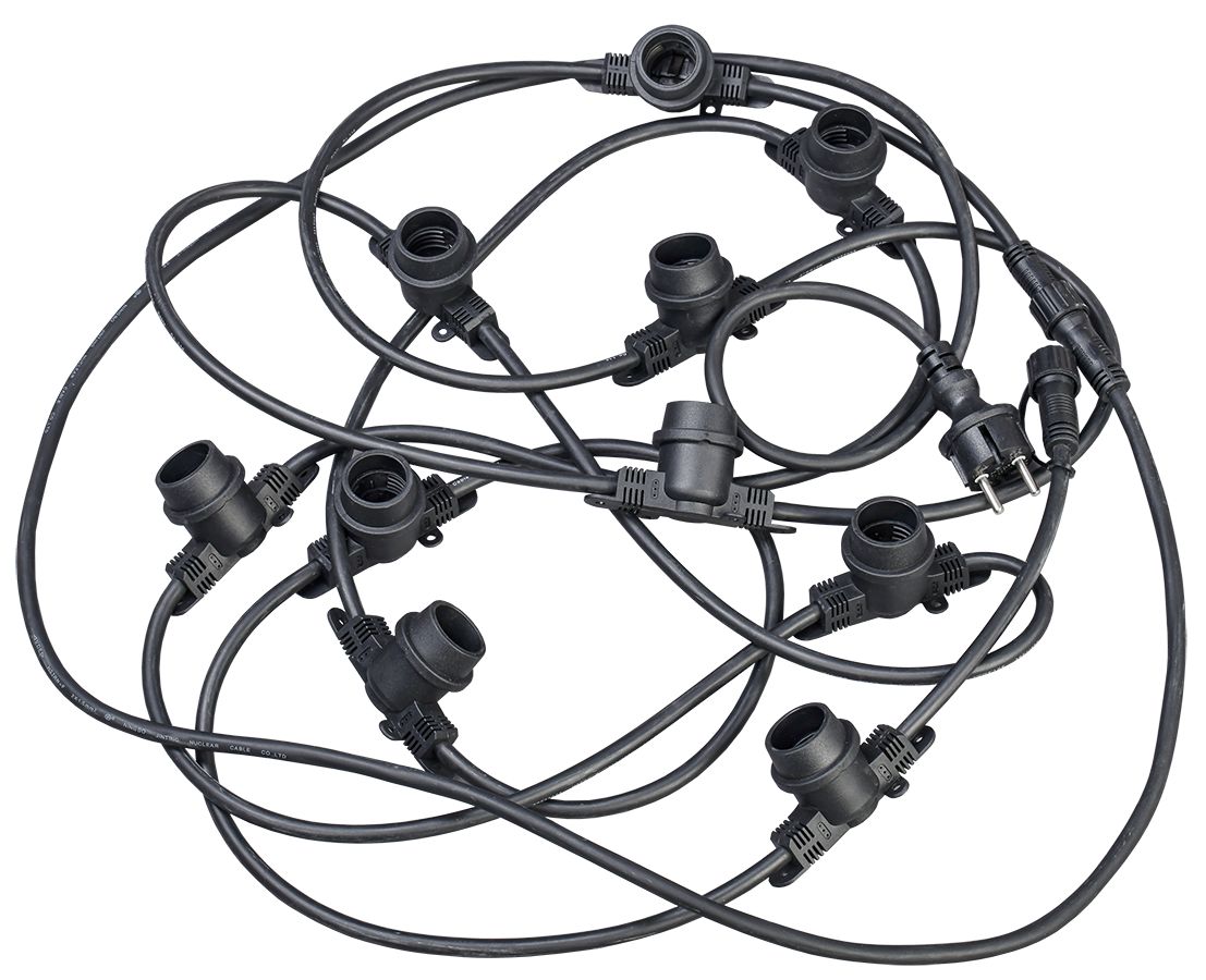 LIGHTING Гирлянда белт-лайт 5м 15 патронов E27 без ламп IP65 черный шнур 2м 230В транзит IEK