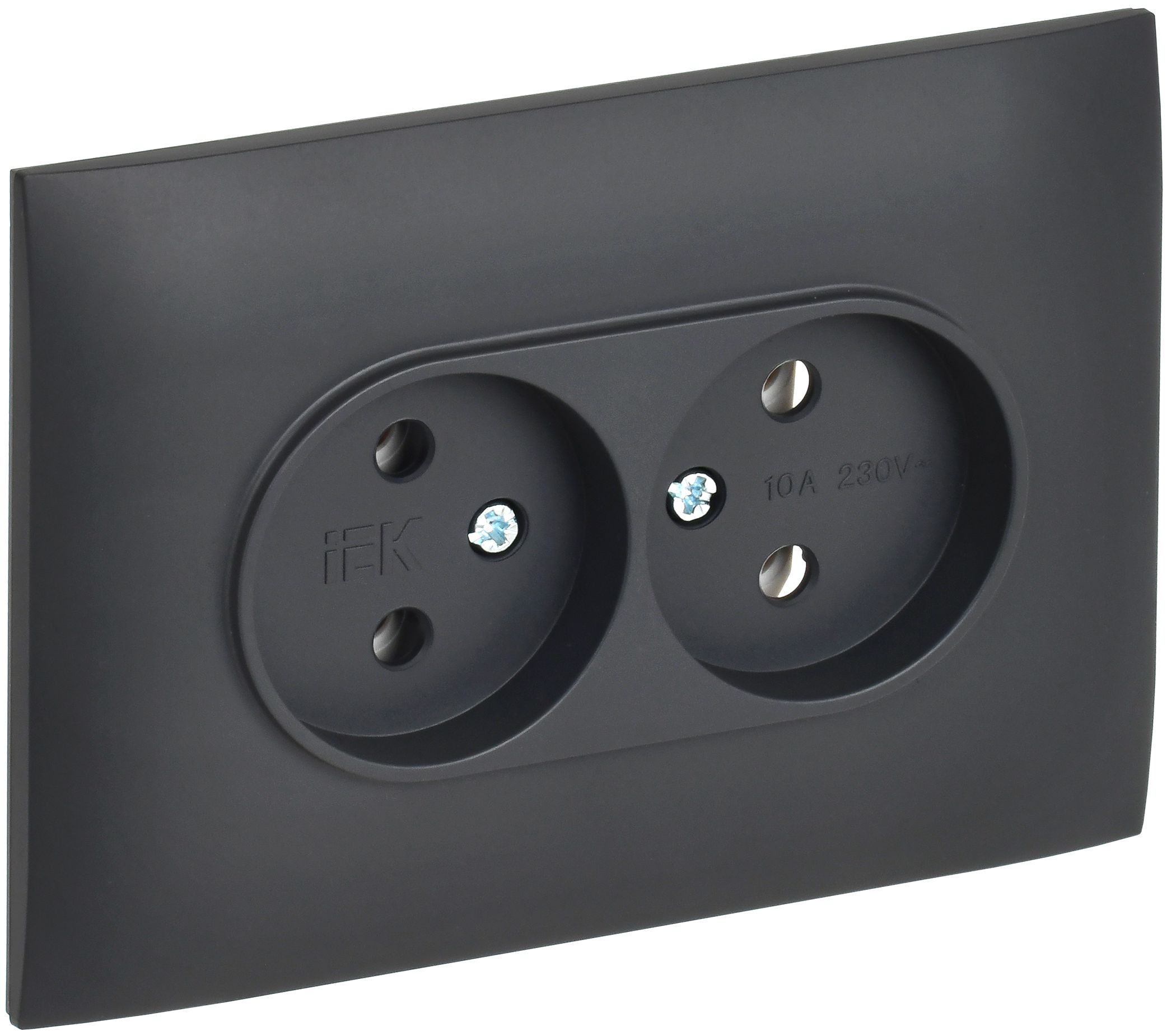 SKANDY Розетка 2-местная без заземления без защитных шторок 10А в сборе SK-R10T титан IEK
