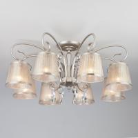Потолочная люстра с тканевыми абажурами 60065/8 серебро