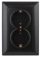 Розетка Intro Solo 4-205-05 с заземлением двойная 2X2P+E Schuko, 16А-250В, IP20, СУ, антрацит