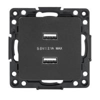 Стокгольм Механизм Розетки USB 2-местной 2 1А  черный  EKF PROxima