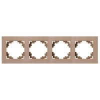 Рамка 4-местная, металл, STEKKER, MFR00-7004-02, серия Катрин, шампань