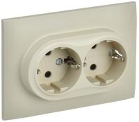 SKANDY Розетка 2-местная с заземлением с защитными шторками 16А в сборе SK-R07B бежевый IEK