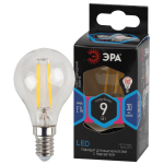 Лампочка светодиодная ЭРА F-LED P45-9W-840-E14 E14 / Е14 9Вт филамент шар нейтральный белый свет