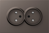 Накладка для розетки 2-й без заземления, со шторками 16A 250 В~, мокко, серия S08