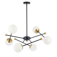 6581/6 MODERNI LN25 108 черный, золотой/белый металл  /стекло Люстра потолочная E14 6*40W 220V MELODY