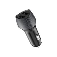 Автомобильное зарядное устройство c двумя портами (USB-A QC 3.0 + USB-A 3,1A) со световой индикацией, 18Вт, черное REXANT