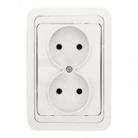 Лондон Розетка 2-местная без заземления 10А белая EKF