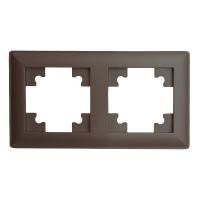 Рамка STEKKER, PFR00-7002-04 2-местная, пластик, серия Катрин, шоколад