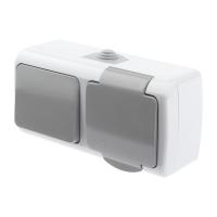 Блок розетка с выключателем Intro Atlantic 5-701-03 одноклавишным 2P+E, 10(16)А-250В, открытой установки, IP54, серый