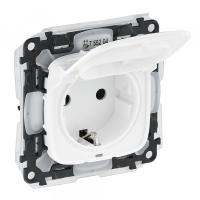 Legrand Valena ALLURE Бел Розетка с/з 1-ная  со шторками  с крышкой IP44