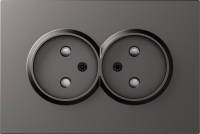 Накладка для розетки 2-й без заземления, со шторками 16A 250 В~, матовый титан, серия S08