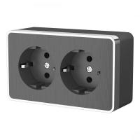 Розетка двойная с заземлением Gallant (графит рифленый) / WL15-02-03 / W5072104