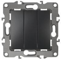 12-1107-05 ЭРА Выключатель тройной, 10АХ-250В, IP20, Эра12, антрацит (10/100/2500)