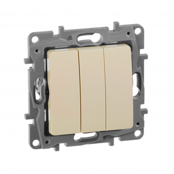 Legrand Etika Сл.кость Выключатель 3-клавишный  10А  авт. клем.