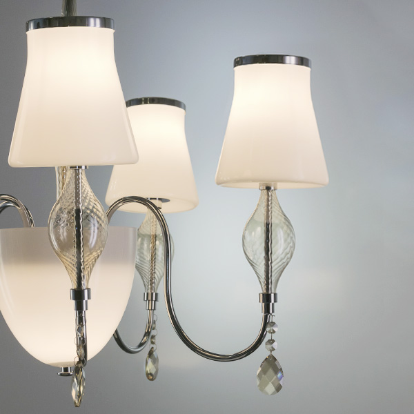 806050 Люстра потолочная ESCICA 5х40W E14+1х40W G9 БЕЛЫЙ/КОНЬЯК/ХРОМ