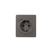 Розетка ROUND 1-ая с/з с/у з/ш 16А с USB A+C быстрой зарядки 5В/3А титан KRANZ