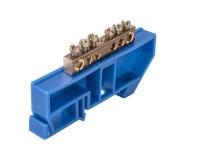 Шина "N" нулевая 8х12мм 6/1 (6 групп/крепеж по центру) с изолятором на DIN-рейку (20 шт/уп) Промрукав