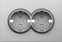 Накладка для розетки 2-й с заземлением, со шторками 16A 250 В~, сталь, серия S08