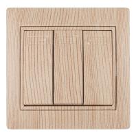 1-106-11 Intro Выключатель тройной, 10А-250В, IP20, СУ, Plano, сосна (10/200/2400)