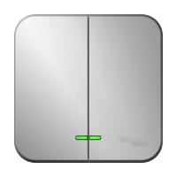 BLANCA О/У 2-клавишный ВЫКЛЮЧАТЕЛЬ (сх.5) с подсв., 10А, 250В, АЛЮМИНИЙ