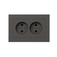 Механизм розетки двойной, 16А, без заземления, без шторок, с рамкой, мокко Эпика EKF