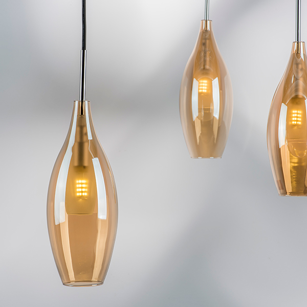 803023 Подвес PENTOLA 1х25W G9 ХРОМ/ЯНТАРЬ