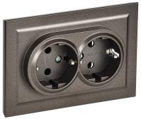 BRITE Розетка 2-местная с заземлением с защитными шторками 16А в сборе РСш12-3-БрТБ темная бронза IEK