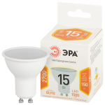 LED MR16-15W-827-GU10  Лампа светодиодная ЭРА STD LED MR16-15W-827-GU10 15Вт софит теплый белый свет GU10