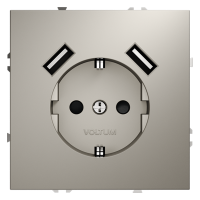 Розетка встраиваемая VOLTUM S70 с заземлением и защитными шторками, 16А, с USB, A+A, (кашемир)