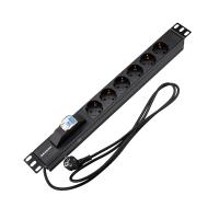 Блок распределения питания для 19" шкафов, горизонтальный, 6 розеток СЕЕ 7/4, 16A, автомат защиты, алюм корп, шнур 2м, вилка СЕЕ 7/7 REXANT