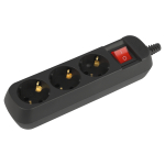 KX-3es-B  Колодка ЭРА KX-3es-B 3 розетки с заземлением с выключателем черная