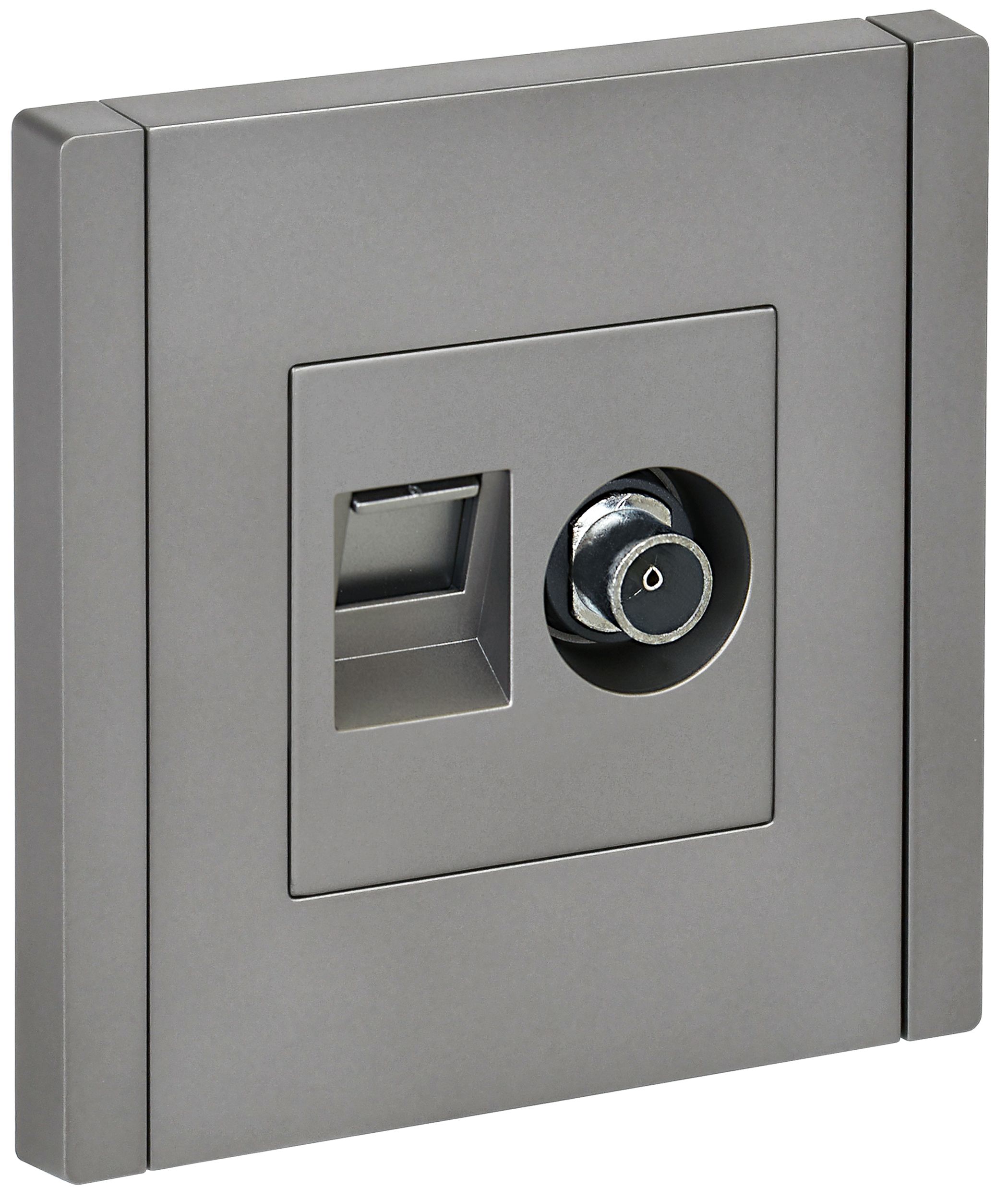 FORTE&PIANO Розетка двойная TV+RJ45 кат.5E FP536 сталь IEK