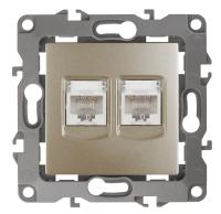 12-3108-04 ЭРА Розетка информационная двойная 2XRJ45, IP20, Эра12, шампань (10/100/2500)