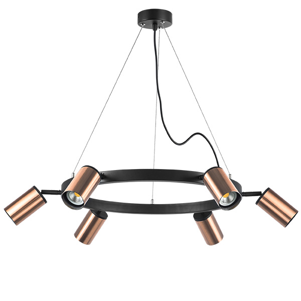 LR016306 Люстра RULLO 6х50W GU10 ЧЕРНЫЙ/МЕДЬ (571016+214430-6)