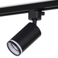 Светильник трековый, поворотный, GU10, D55хH155мм, IP20, черный, без лампы