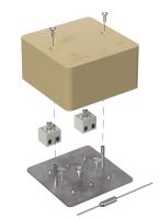 Коробка огнестойкая для кабель-канала 40-0460-FR2.5-4-П Е15-Е120 с термопредохранителем RAL1001 85х85х45 (44 шт/кор) Промрукав